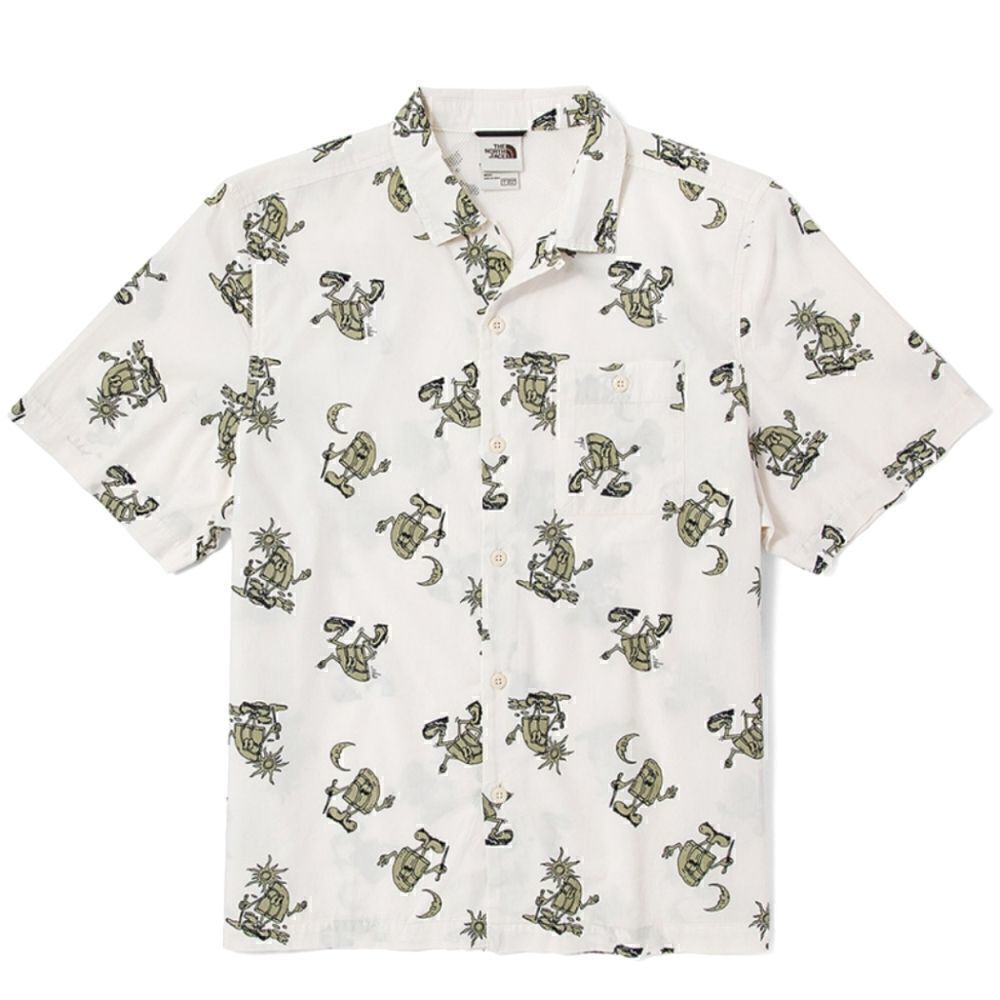 The North Face Valley Easy Shirt Hiking TNF Comic Logo White Green SS Men's XL